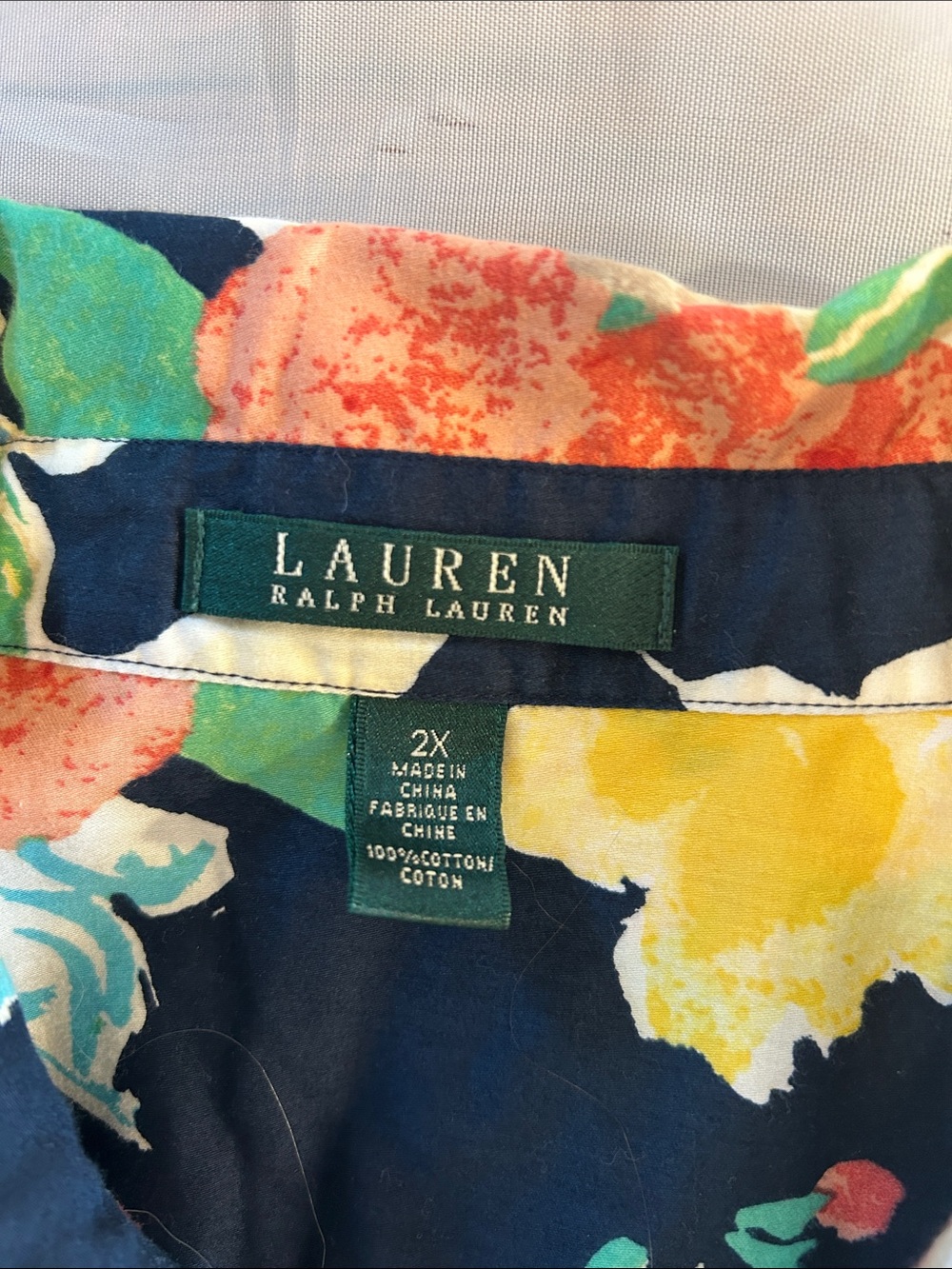 Lauren Ralph Lauren Navy Floral Button-Front Blouse - Picture 4 of 9